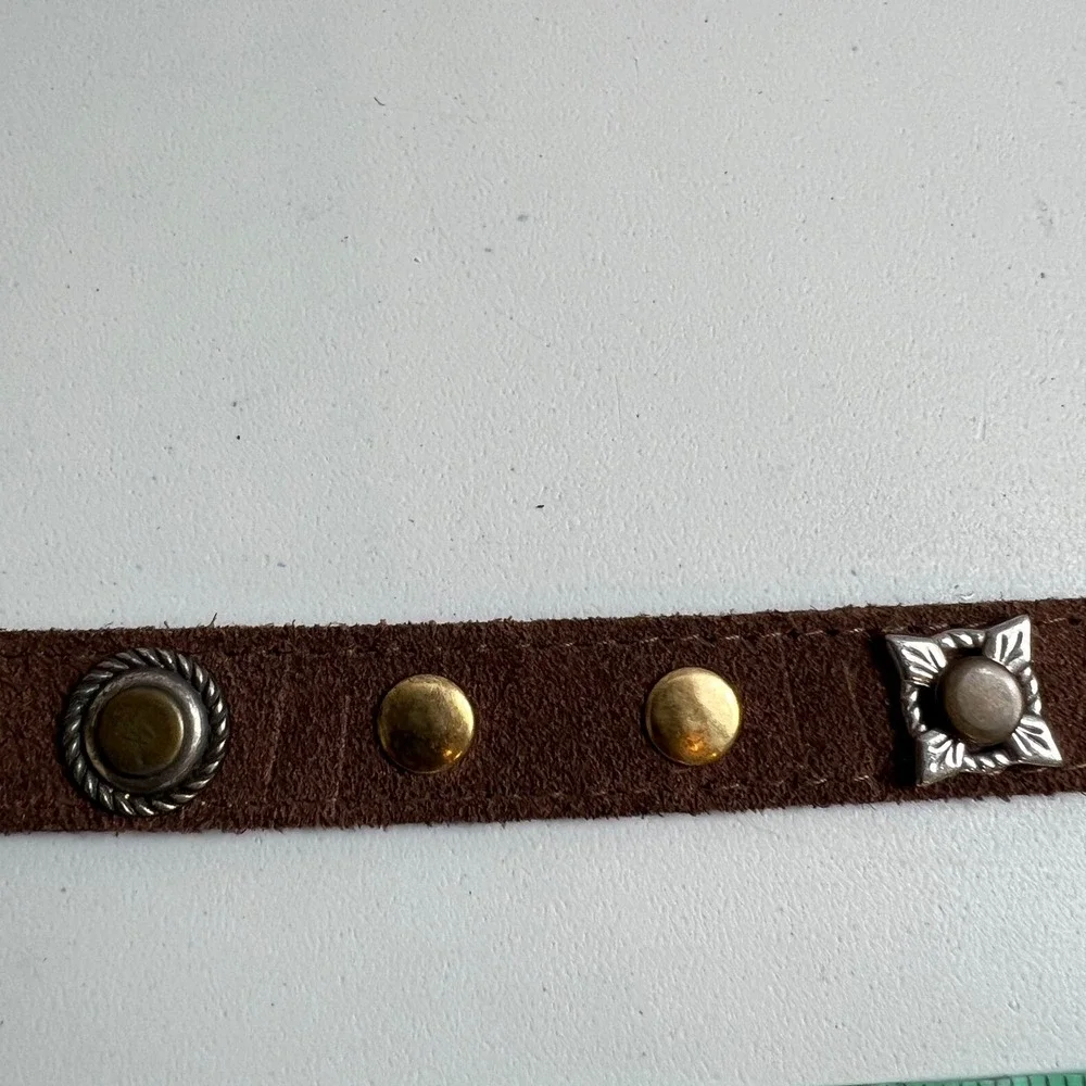 Lovestrength Brown‎ Suede Studded Leather Belt Womens Size S Boho New